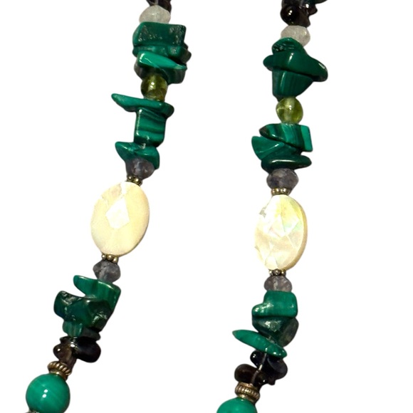 Elegant SAJEN Sterking silver 925 malachite MOP Peridot Green Beaded Necklace - Picture 11 of 13